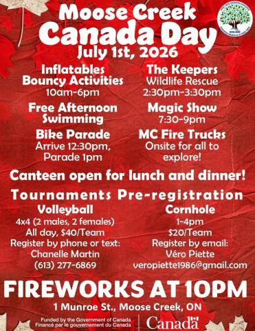 poster listing canada day events in moose creek
